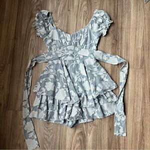 Thirty Thirty LA Blue Floral Babydoll Romper